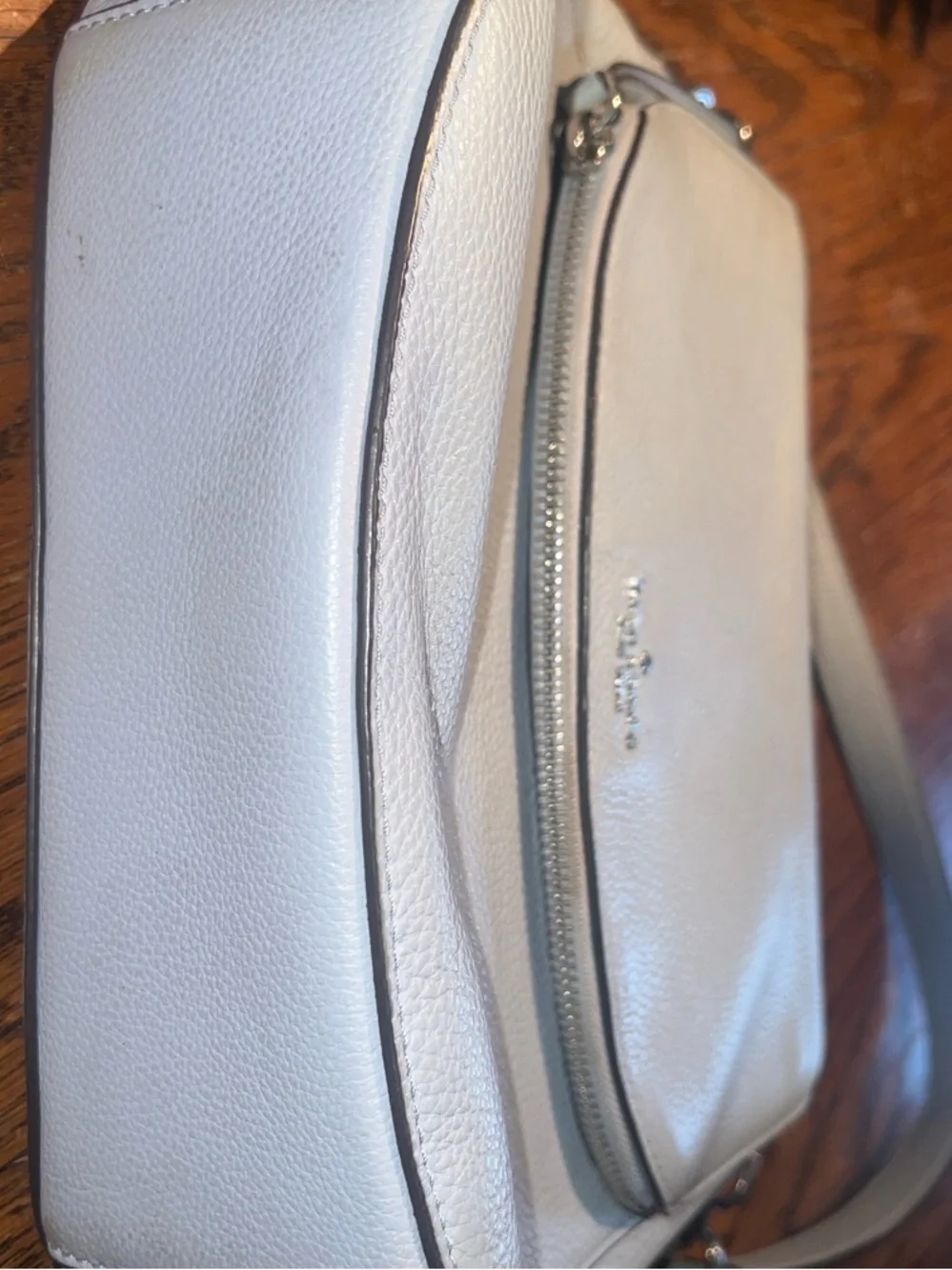 kate spade Pebbled Leather Shoulder Bag in Light Gray